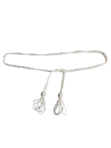 1940s Off White Beaded Tassel Belt