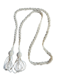 1940s Off White Beaded Tassel Belt