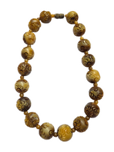 Load image into Gallery viewer, 1930s Brown Chunky Carved Galalith Necklace

