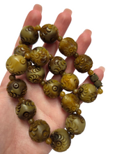 Load image into Gallery viewer, 1930s Brown Chunky Carved Galalith Necklace
