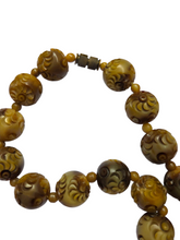Load image into Gallery viewer, 1930s Brown Chunky Carved Galalith Necklace
