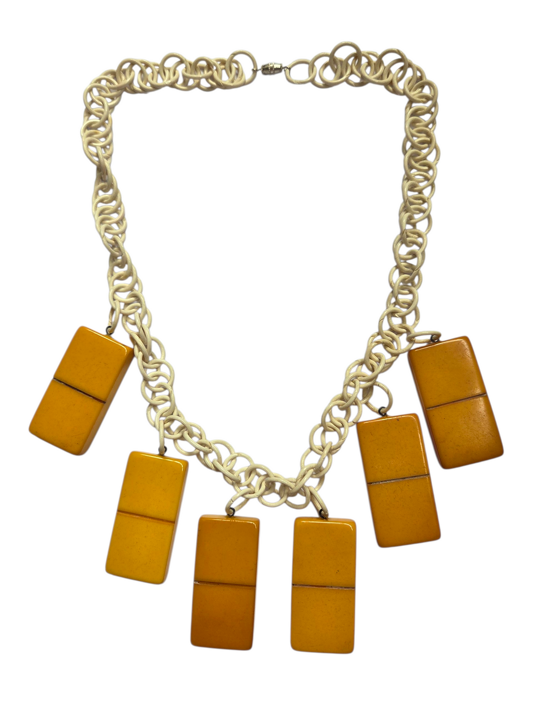 1940s/1950s RARE Novelty Bakelite Domino Celluloid Chain Necklace