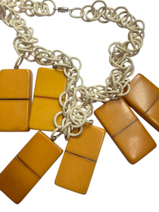 1940s/1950s RARE Novelty Bakelite Domino Celluloid Chain Necklace