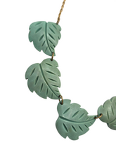 Load image into Gallery viewer, 1930s Green/Blue Carved Galalith Leaf Necklace
