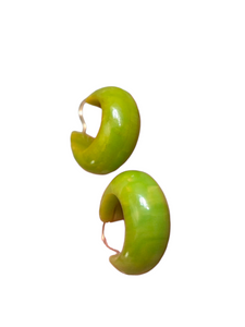 1940s Apple Green Bakelite Hoop Earrings
