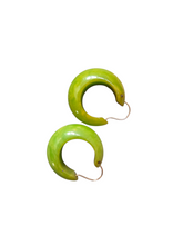 Load image into Gallery viewer, 1940s Apple Green Bakelite Hoop Earrings
