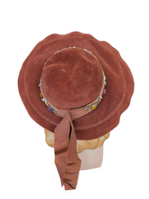 Load image into Gallery viewer, 1940s Huge Cinnamon Brown Velvet Jewelled Halo Hat
