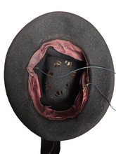 Load image into Gallery viewer, 1940s Brown Felt Cut Out Hat With Orange Feather
