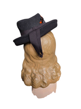 Load image into Gallery viewer, 1940s Brown Felt Cut Out Hat With Orange Feather
