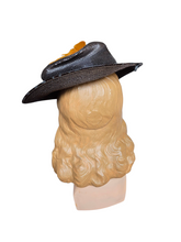 Load image into Gallery viewer, 1930s Black Straw Yellow Feather Fruit Hat
