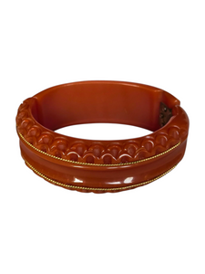 1940s Dark Caramel Carved Bakelite Clamper
