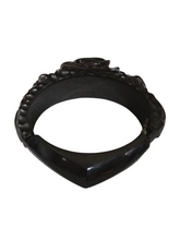Load image into Gallery viewer, 1930s Rare Chunky Dark Green Carved Rose Bakelite Clamper Bangle
