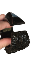 Load image into Gallery viewer, 1930s Rare Chunky Dark Green Carved Rose Bakelite Clamper Bangle
