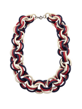 Load image into Gallery viewer, 1940s Red, White and Blue Chunky Celluloid Chain Necklace
