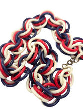 Load image into Gallery viewer, 1940s Red, White and Blue Chunky Celluloid Chain Necklace
