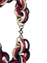 Load image into Gallery viewer, 1940s Red, White and Blue Chunky Celluloid Chain Necklace

