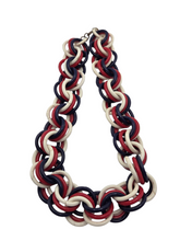 Load image into Gallery viewer, 1940s Red, White and Blue Chunky Celluloid Chain Necklace
