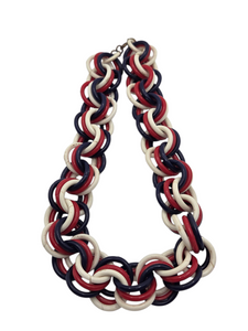 1940s Red, White and Blue Chunky Celluloid Chain Necklace