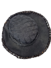 Load image into Gallery viewer, 1940s Black Sequin And Net Halo/Tilt Hat
