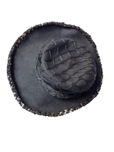 Load image into Gallery viewer, 1940s Black Sequin And Net Halo/Tilt Hat
