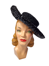 Load image into Gallery viewer, 1940s Black Sequin And Net Halo/Tilt Hat
