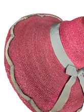 Load image into Gallery viewer, 1940s Dark Dusky Pink and Duck Egg Blue Huge Fedora Straw/Raffia Hat
