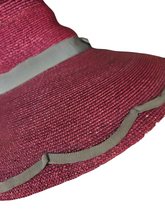 Load image into Gallery viewer, 1940s Dark Dusky Pink and Duck Egg Blue Huge Fedora Straw/Raffia Hat
