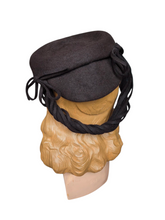 Load image into Gallery viewer, 1940s Chocolate Brown Tilt Hat With Decorative Band

