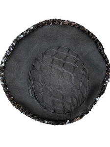 1940s Black Sequin And Net Halo/Tilt Hat