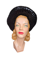 Load image into Gallery viewer, 1940s Black Sequin And Net Halo/Tilt Hat
