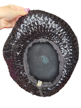 Load image into Gallery viewer, 1940s Black Sequin And Net Halo/Tilt Hat
