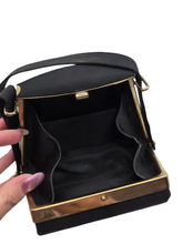 Load image into Gallery viewer, 1940s Black Small Grosgrain Box Bag
