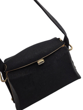 Load image into Gallery viewer, 1940s Black Small Grosgrain Box Bag

