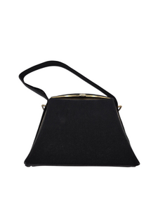 1940s Black Small Grosgrain Box Bag