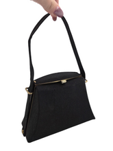 Load image into Gallery viewer, 1940s Black Small Grosgrain Box Bag
