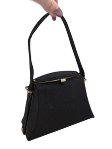 1940s Black Small Grosgrain Box Bag