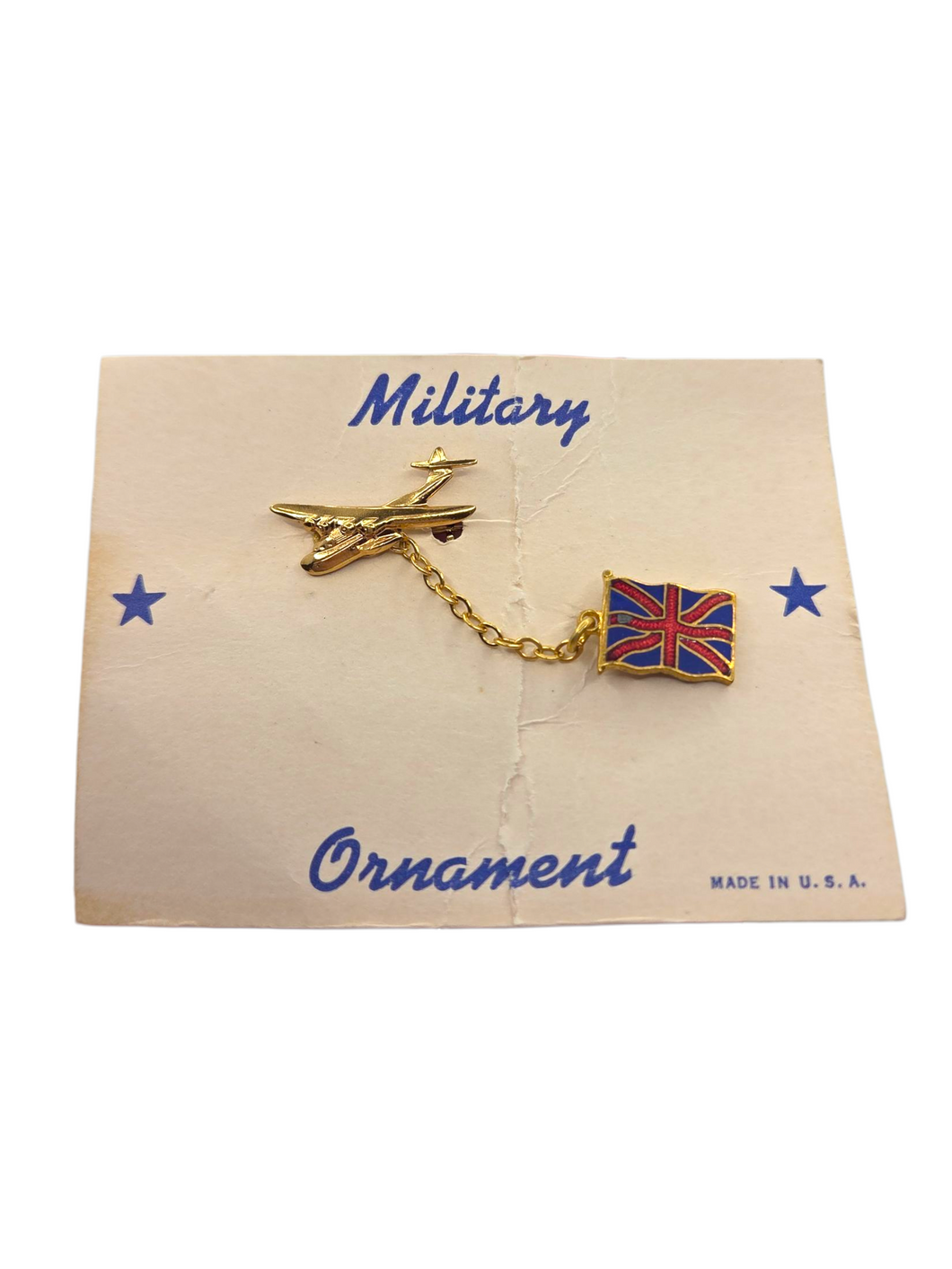 1940s World War Two Plane and Flag Brooch