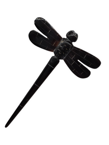 1940s HUGE Black Early Plastic Dragonfly Brooch