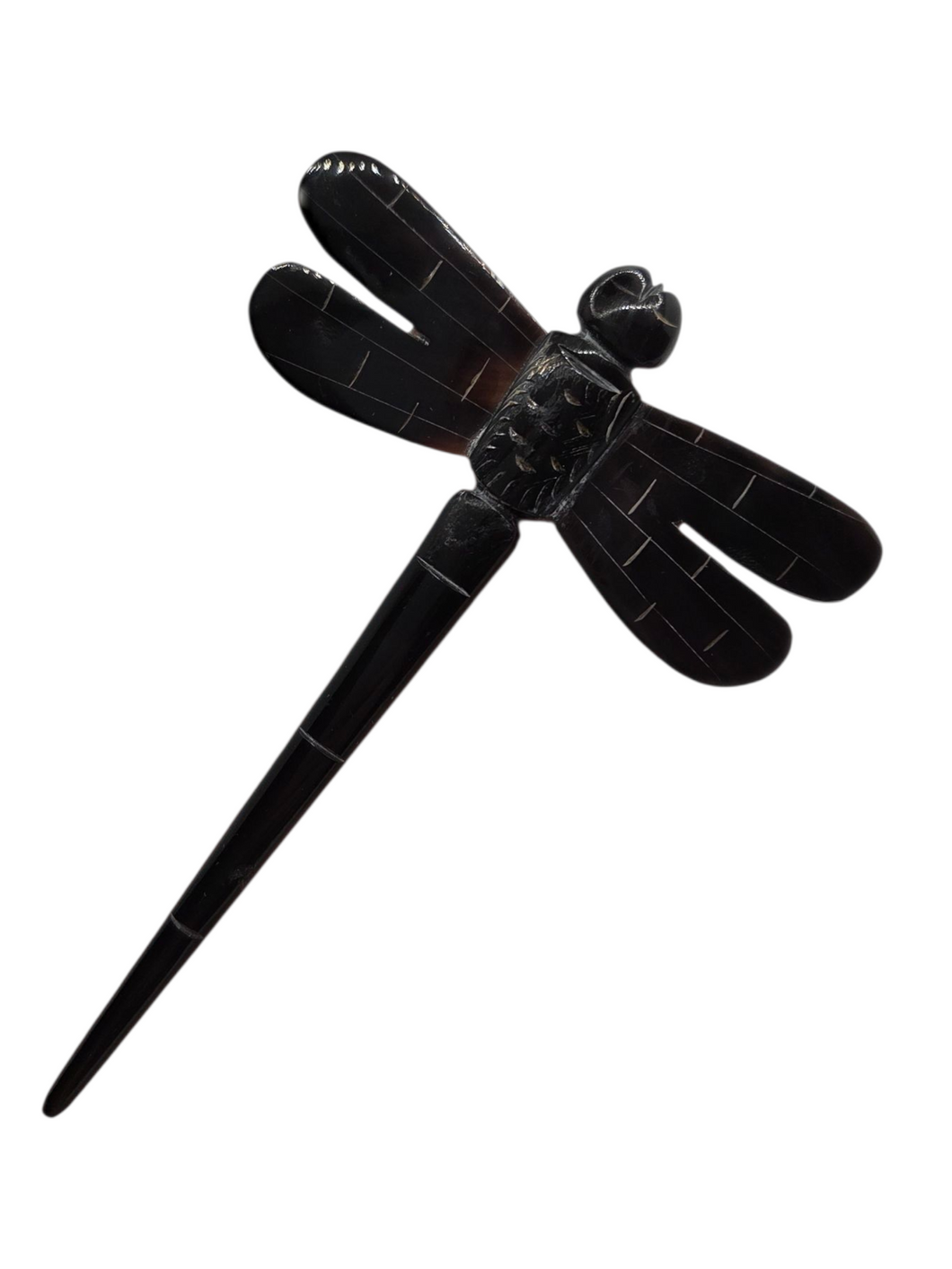 1940s HUGE Black Early Plastic Dragonfly Brooch