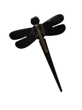 Load image into Gallery viewer, 1940s HUGE Black Early Plastic Dragonfly Brooch
