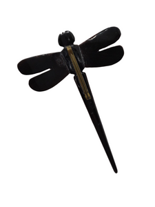 1940s HUGE Black Early Plastic Dragonfly Brooch