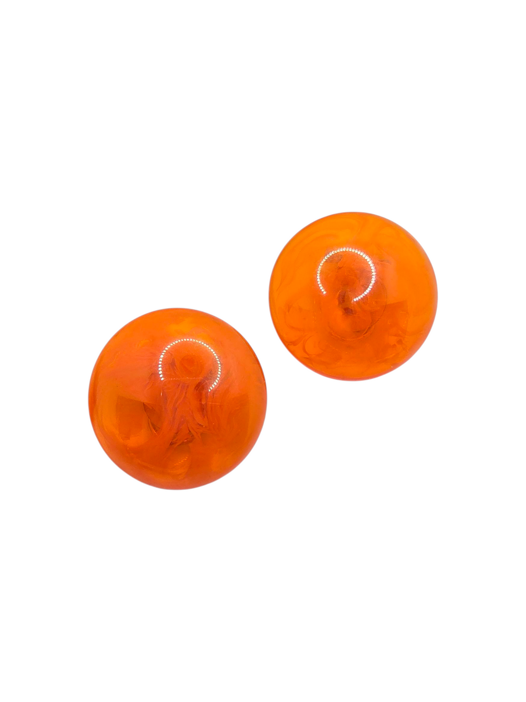 1940s/1950s French Orange Marble Clip Bakelite Earrings