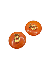 Load image into Gallery viewer, 1940s/1950s French Orange Marble Clip Bakelite Earrings
