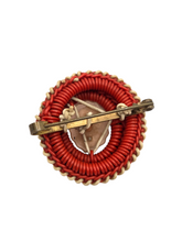 Load image into Gallery viewer, 1940s Red Cameo Make Do and Mend Wirework Brooch
