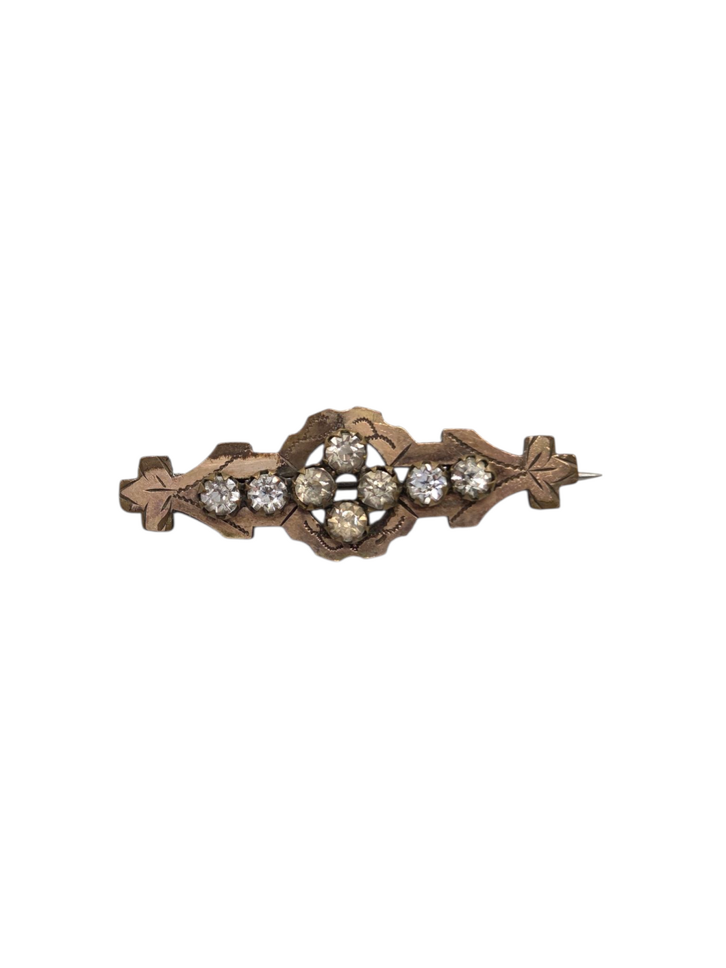 Edwardian Gold Tone Paste Bar Brooch
