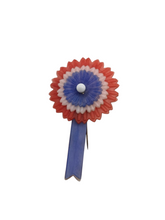 Load image into Gallery viewer, 1940s Red White and Blue Rosette Pin
