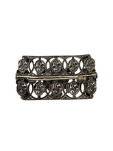 Load image into Gallery viewer, 1930s Czech Blue Glass Filigree Brooch
