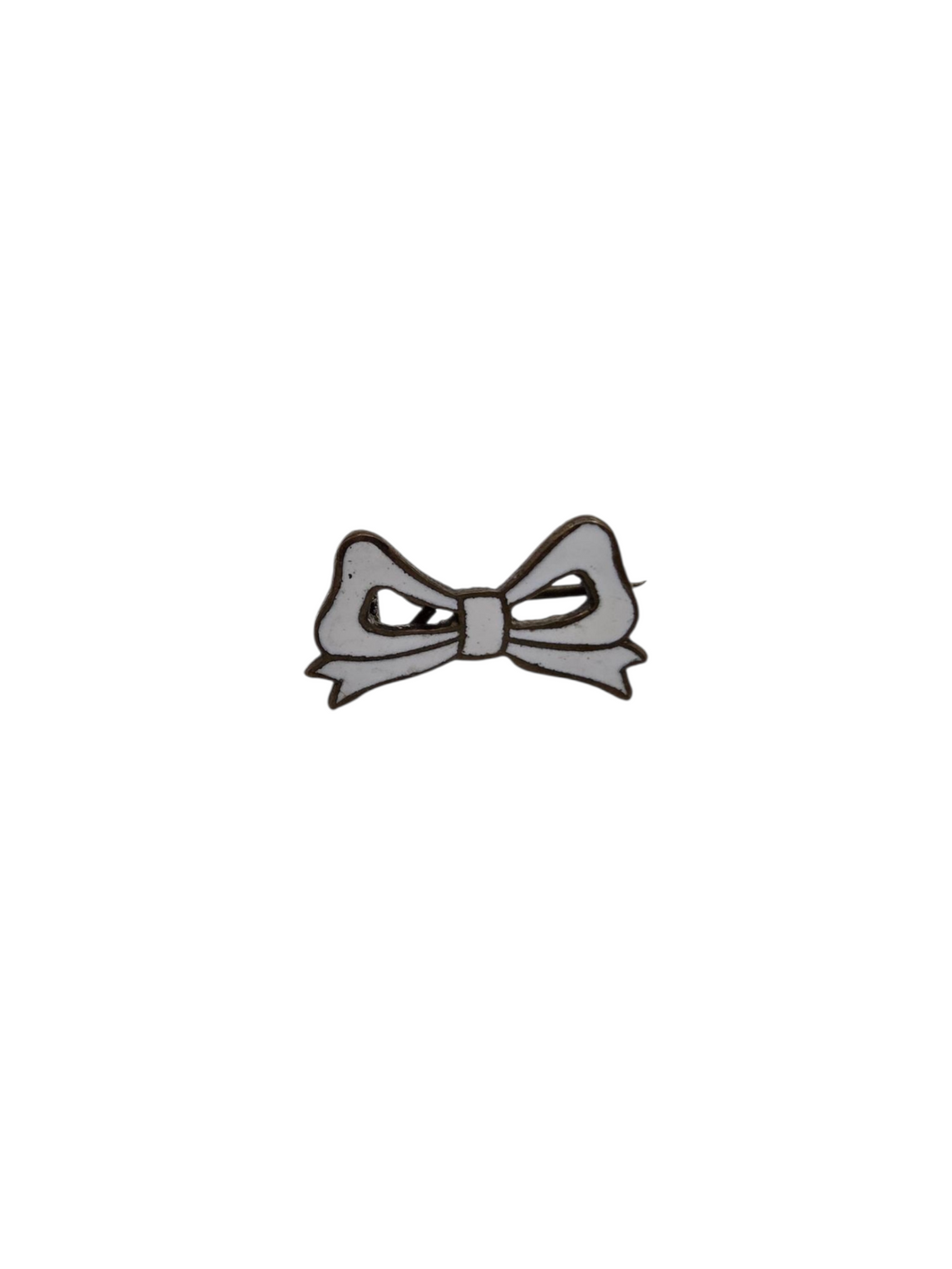 1940s Small Enamel White Bow Brooch