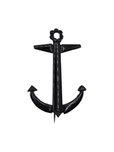 Load image into Gallery viewer, Edwardian Jet? Black Glass? Huge Anchor Brooch
