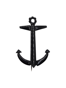 Edwardian Jet? Black Glass? Huge Anchor Brooch